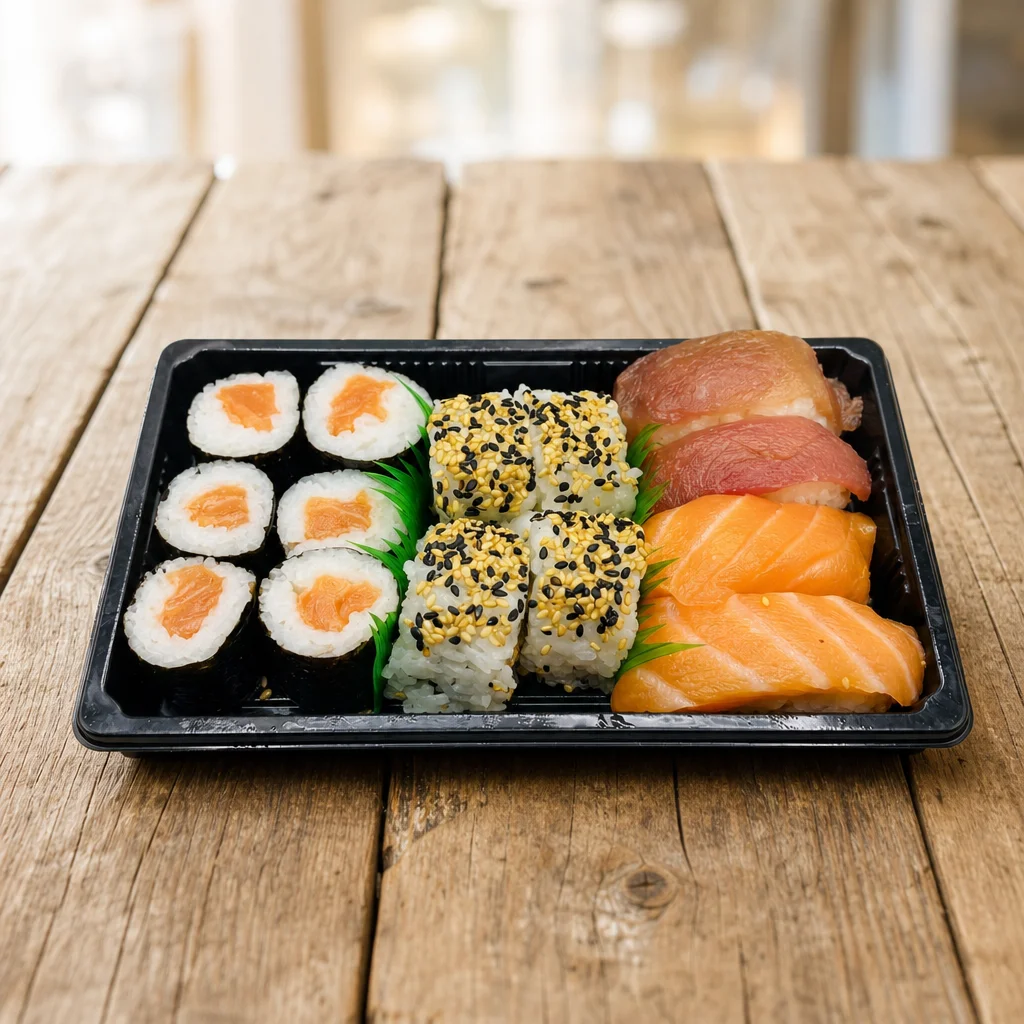 Izokin eta hegaluze sushi bandeja, 14 pieza, eramateko Gasteizen